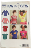 Kwik Sew toddlers tops sewing pattern. Chest 20, 21, 22, 23 inches
