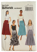 Butterick B6249 fast and easy skirt sewing pattern. Waist 28, 30, 32, 34, 37 inches