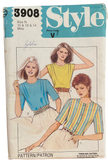 Style 3908 vintage 1980s top sewing pattern Bust 32.5. 34, 36 inches