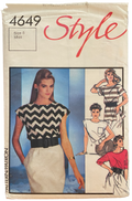 Style 4649 vintage 1980s tops pattern. Bust 31.5
