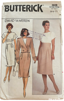 Butterick 3628 vintage 1980s David Warren dress and jacket sewing pattern. Bust 30.5, 31.5, 32.5 inches