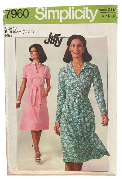 Simplicity 7960 vintage 70s jiffy dress sewing pattern Bust 32.5