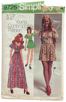 Simplicity 9725 vintage 1970s teens dirndl dress pattern Bust 32