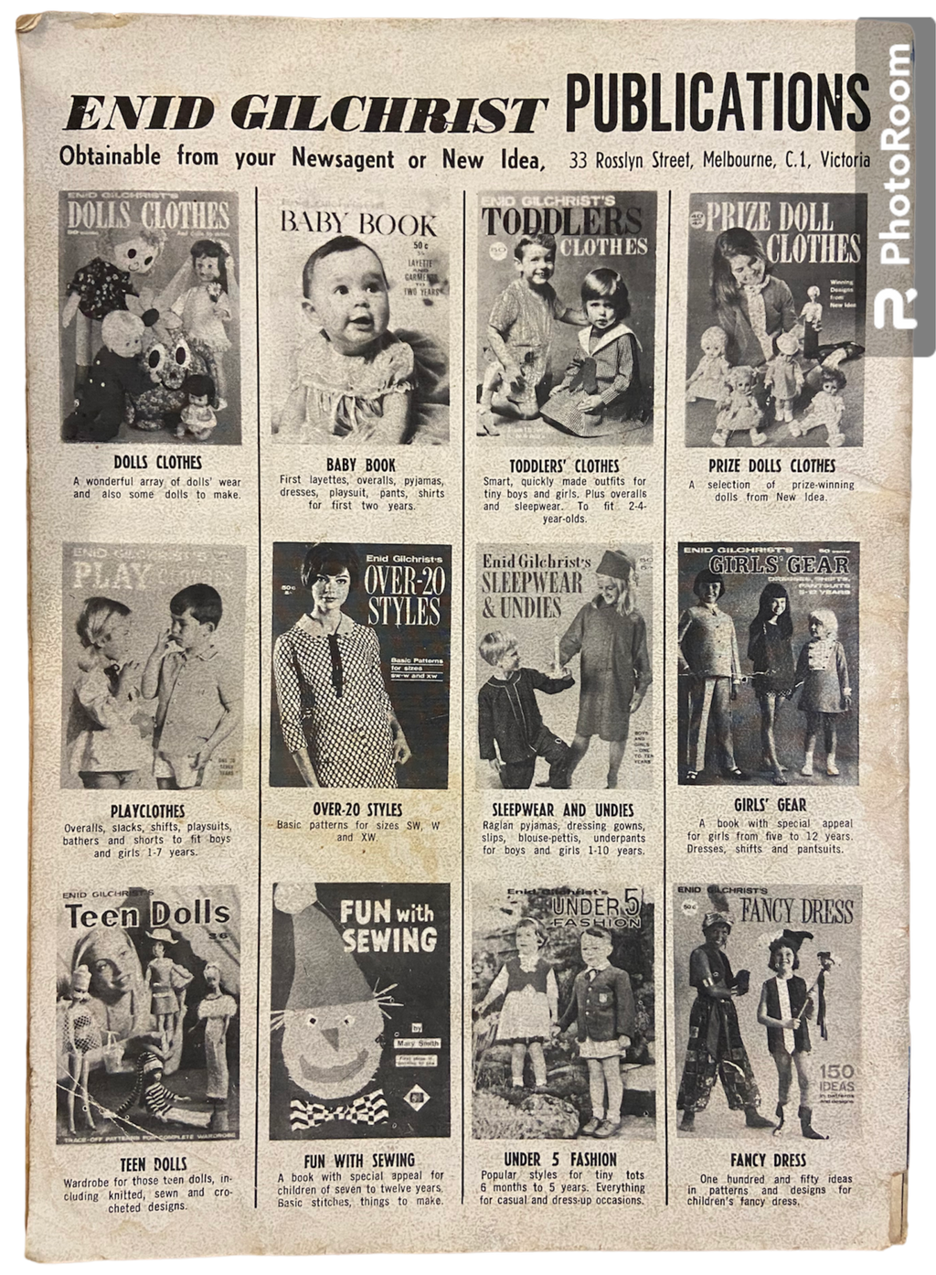 Enid Gilchrist pinnies 'n' things pattern book late 1960s or early 1970s, contains many draftable patterns