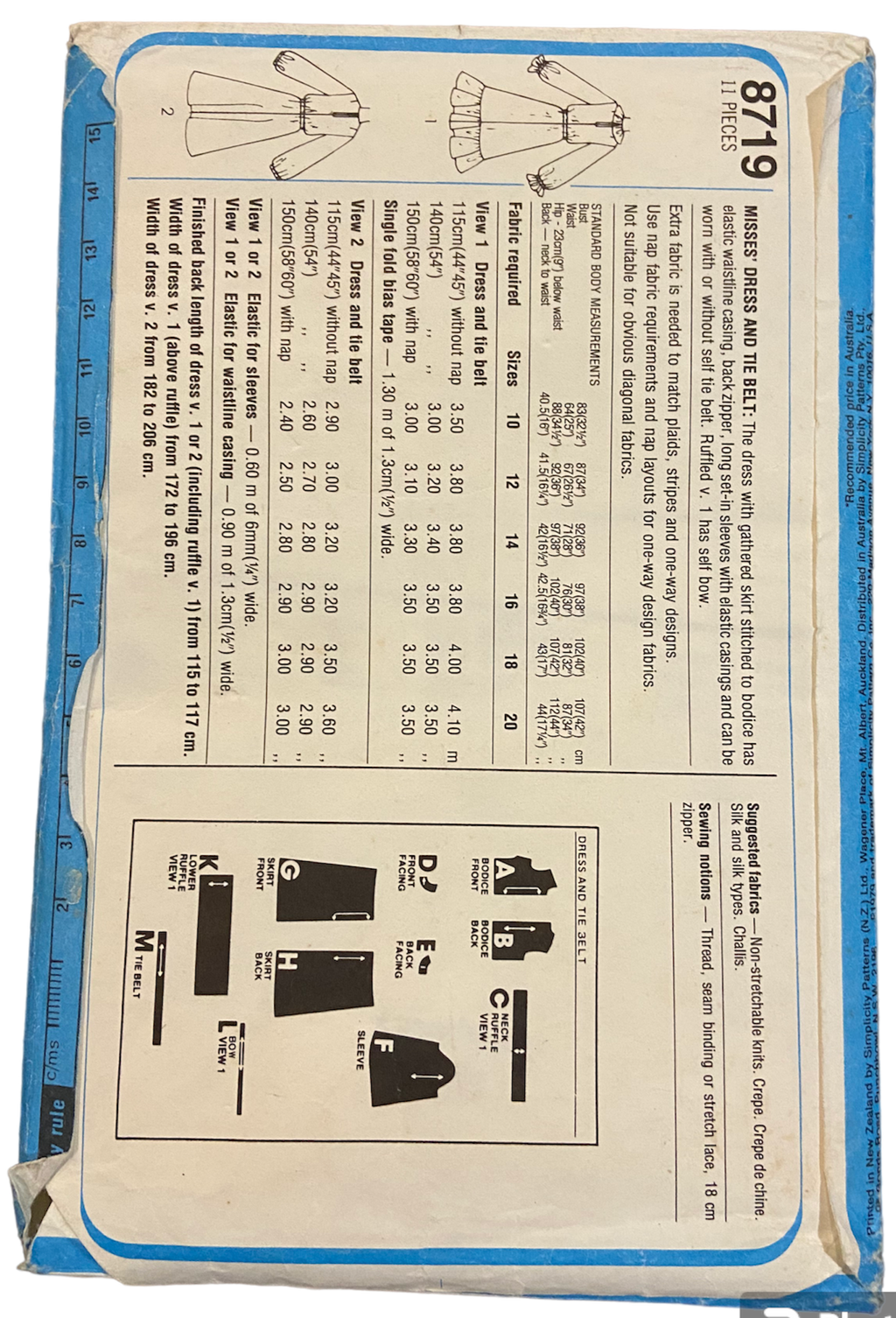 Simplicity 8719 vintage 1970s dress pattern. Bust 34 inches