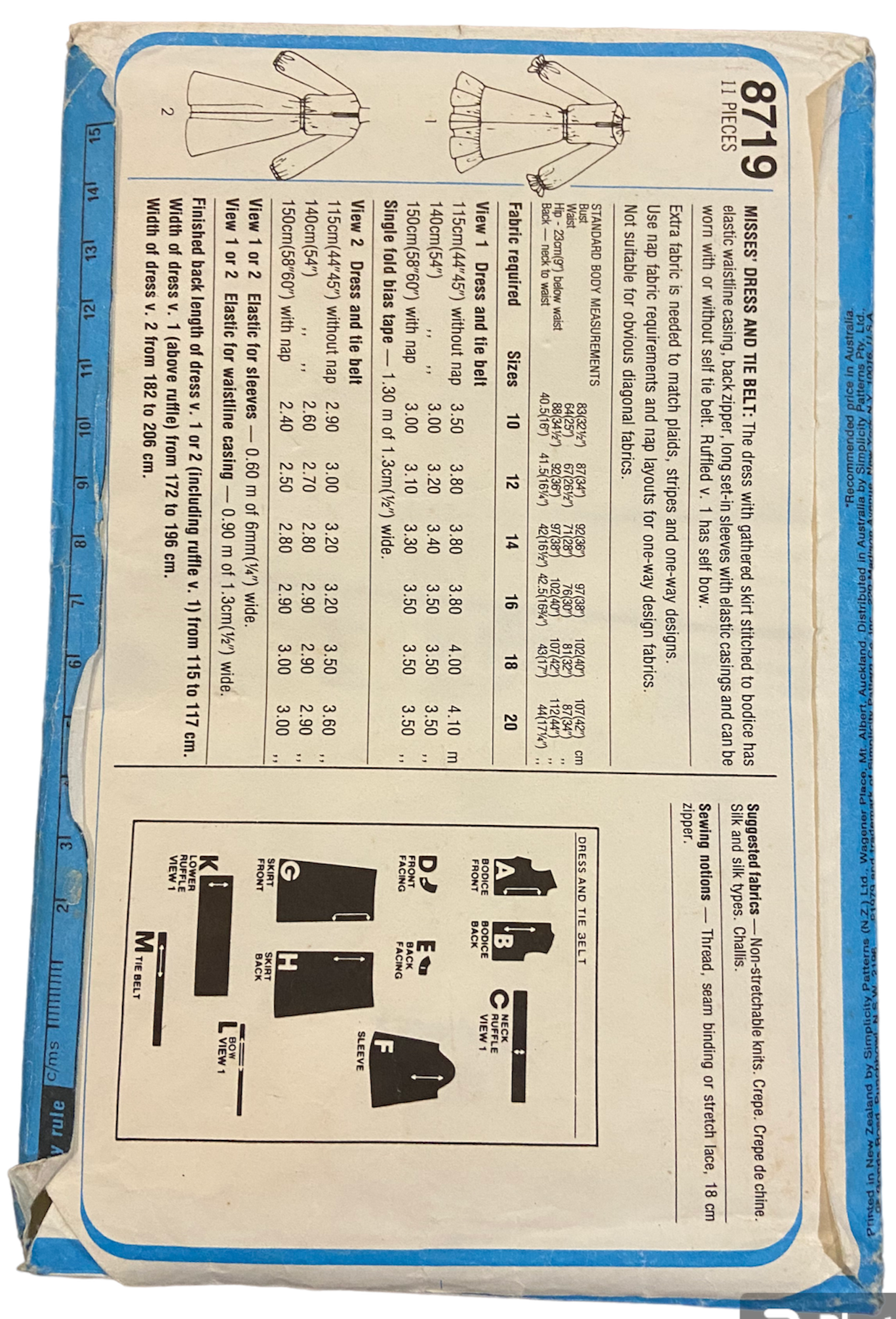 Simplicity 8719 vintage 1970s dress pattern. Bust 34 inches