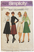 Simplicity 7625 vintage 1970s skirt pattern. Waist 30 inches. Hip 40 inches
