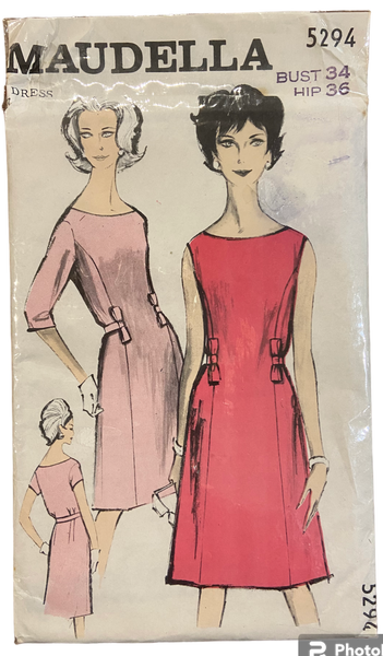 Maudella 5294 vintage 1960s dress pattern Bust 34 inches