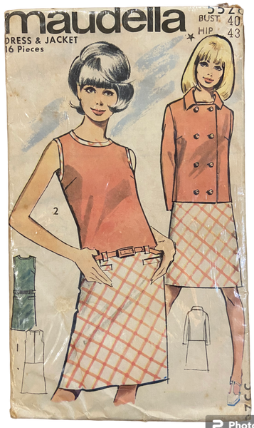 Maudella 5528 vintage1960s dress and jacket sewing pattern Bust 40 inches
