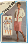 Simplicity 9832 vintage 1980s dress and cardigan sewing pattern. Bust 32.5, 34, 36 inches