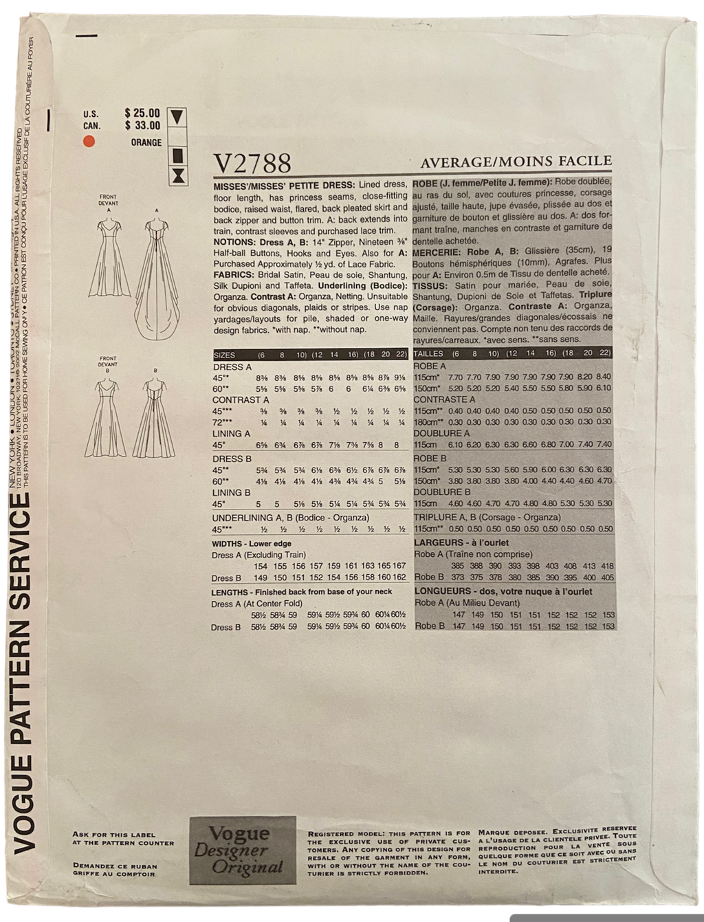 Vogue v1168 Donna Karan New York tunic and pants sewing pattern Bust 34, 36, 38, 40 inches