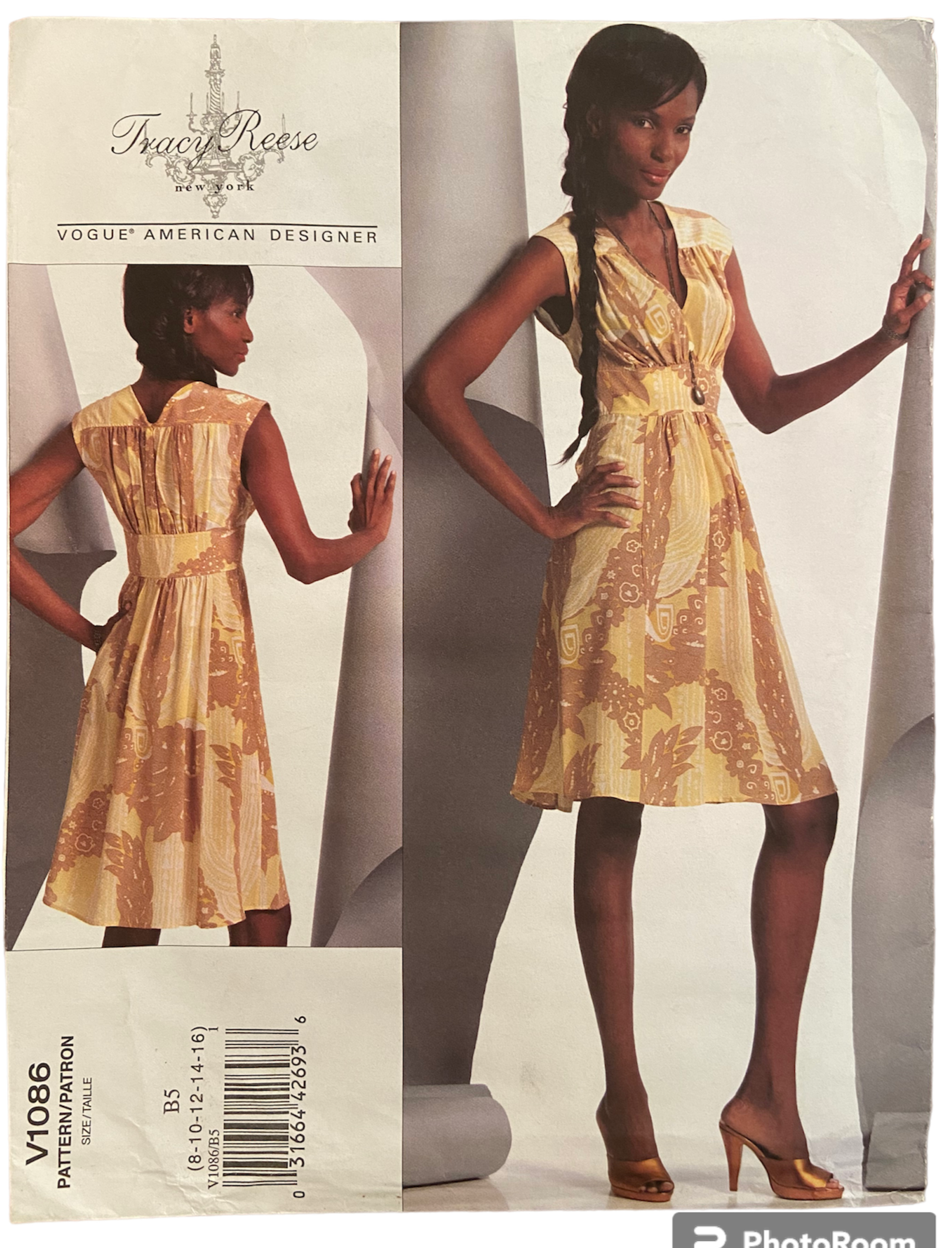 Vogue v1086 Tracy Reese Vogue Amreican Designer dress sewing pattern Bust 40, 42, 44, 36 inches