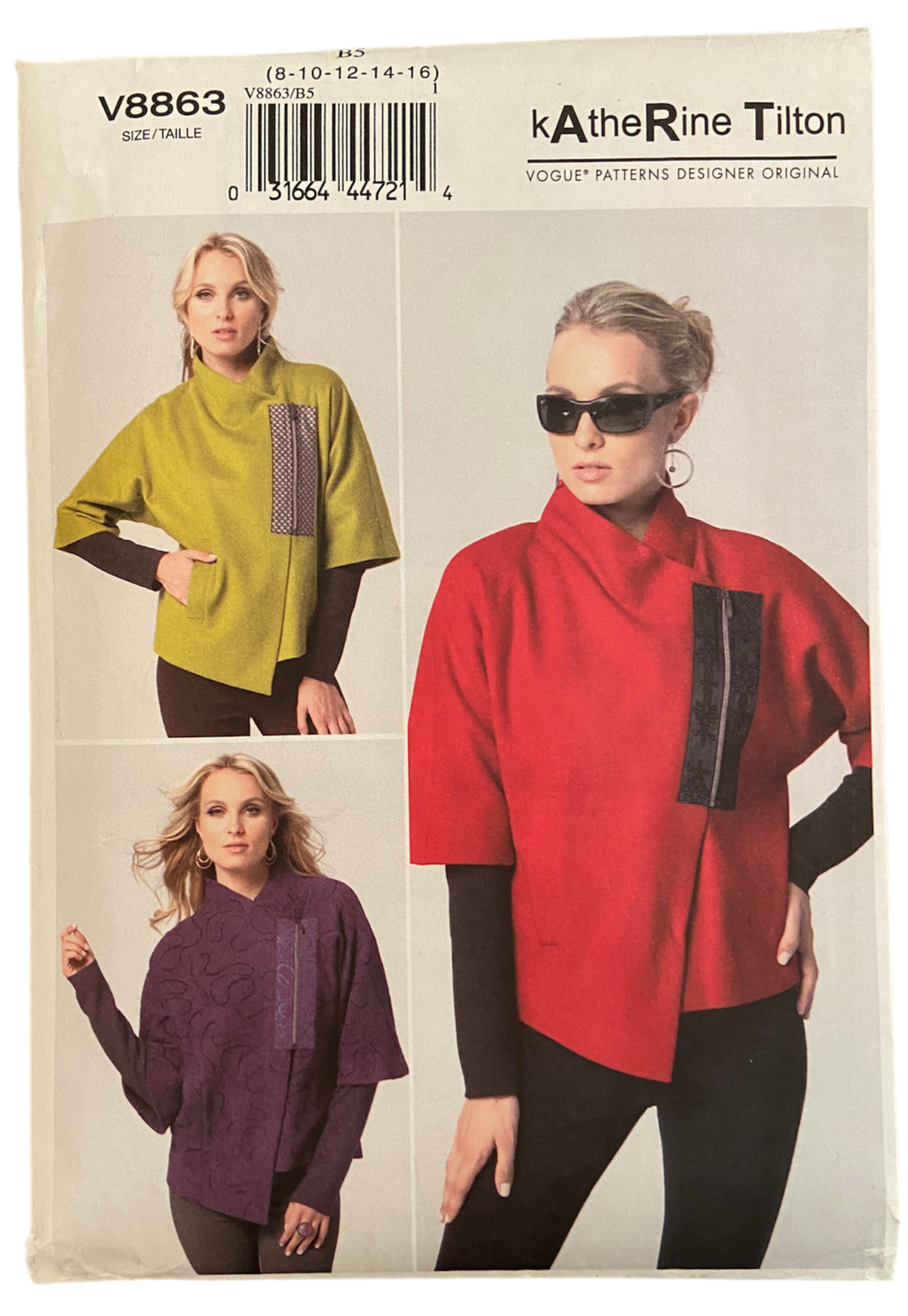 Vogue v8863 vintage 2000s Katherine Tilton jacket sewing pattern Bust 31.5, 32.5, 34, 36, 38 inches