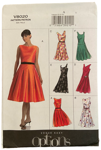 Vogue v8020 vintage 2000s dress sewing pattern. Bust 30.5, 31.5, 32.5 inches