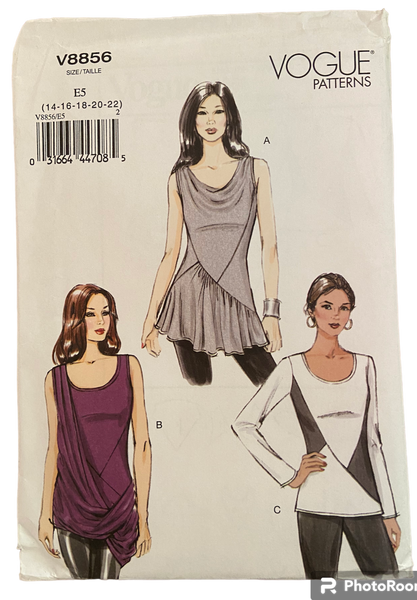 Vogue v8856 top sewing pattern from the 2000s Bust 36, 38, 40, 42, 44 inches