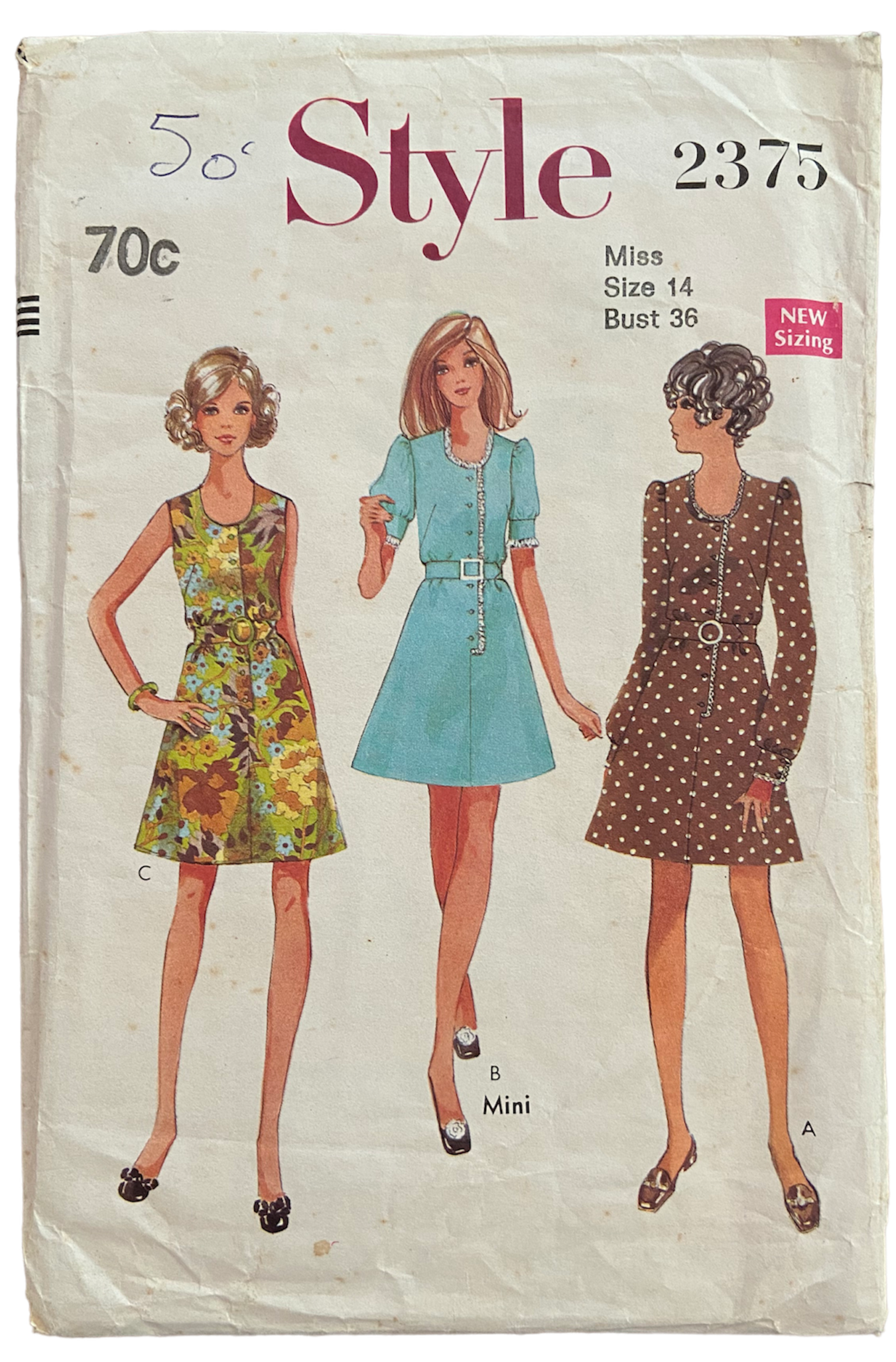 Style 2375 vintage 1960s dress sewing pattern Bust 36 inches