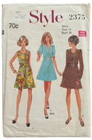 Style 2375 vintage 1960s dress sewing pattern Bust 36 inches