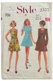 Style 2375 vintage 1960s dress sewing pattern Bust 36 inches
