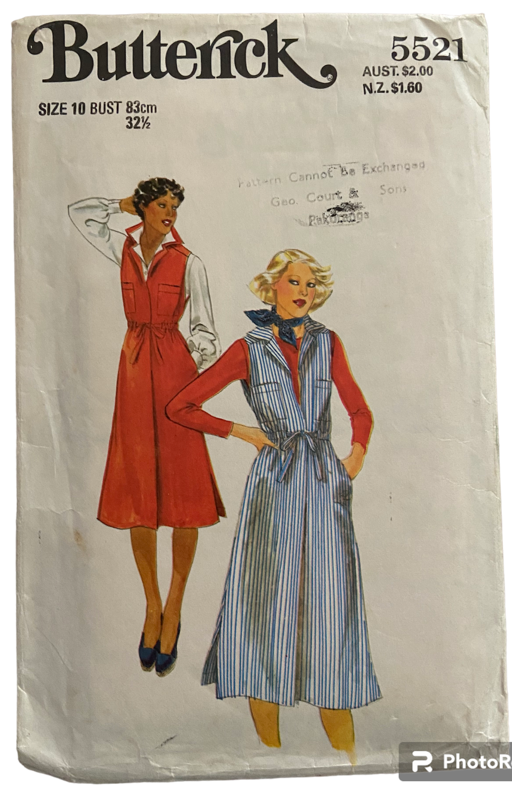 Butterick 5521 vintage 1970s jumper pattern. Bust 32.5