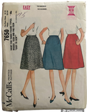 McCall's 7650 vintage 1960s skirt pattern. Waist 23-24 inches