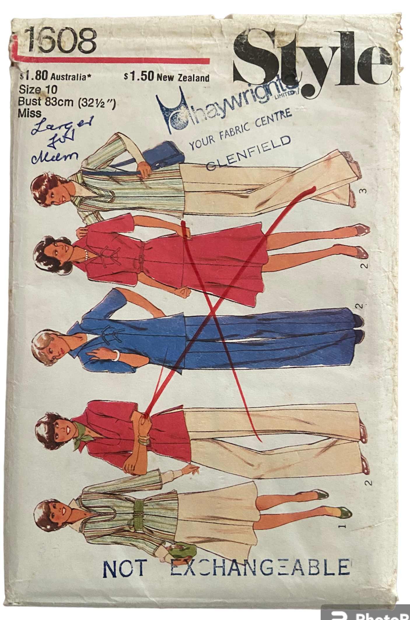 Style 1608 vintage 1970s top skirt and pants pattern. Bust 32.5