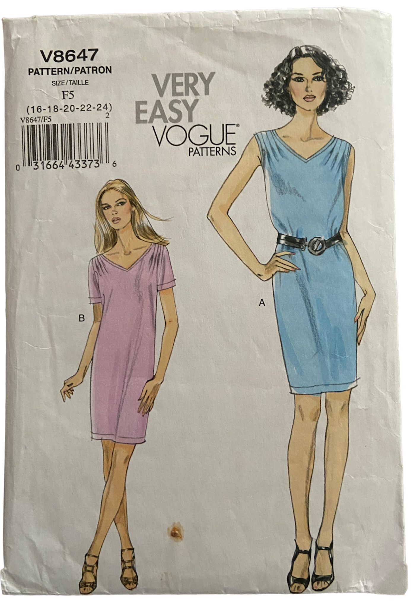 Very Easy Vogue v8647 vintage 2000s  dress sewing pattern. Bust 38-46 inches