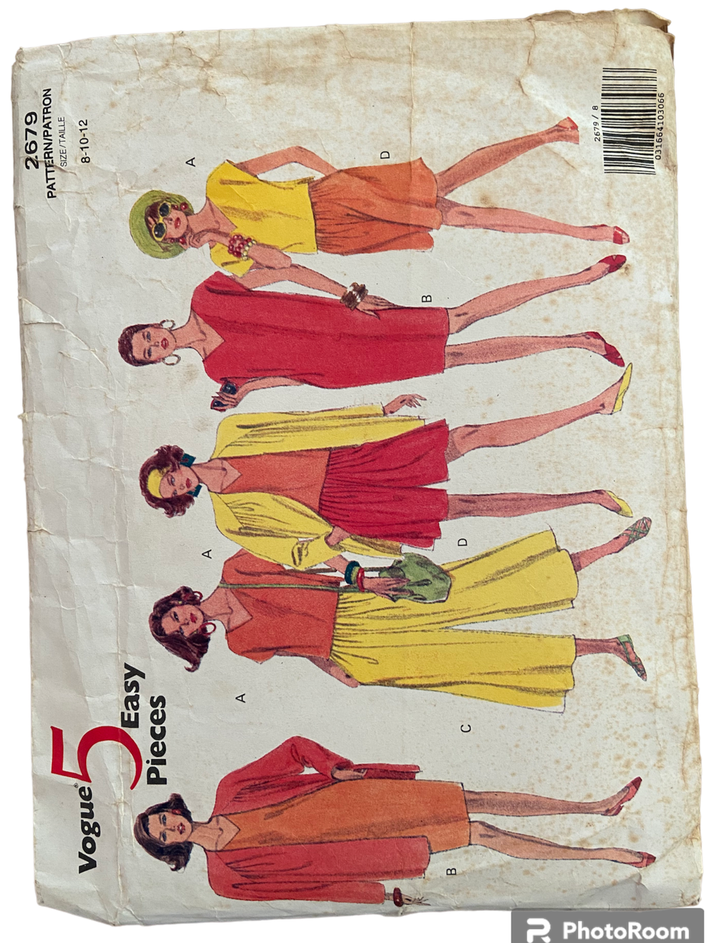 Vogue 2679 5 easy pieces vintage 1990s jacket, dress, skirt, pants and top sewing pattern. Bust 31.5, 32.5, 34 inches