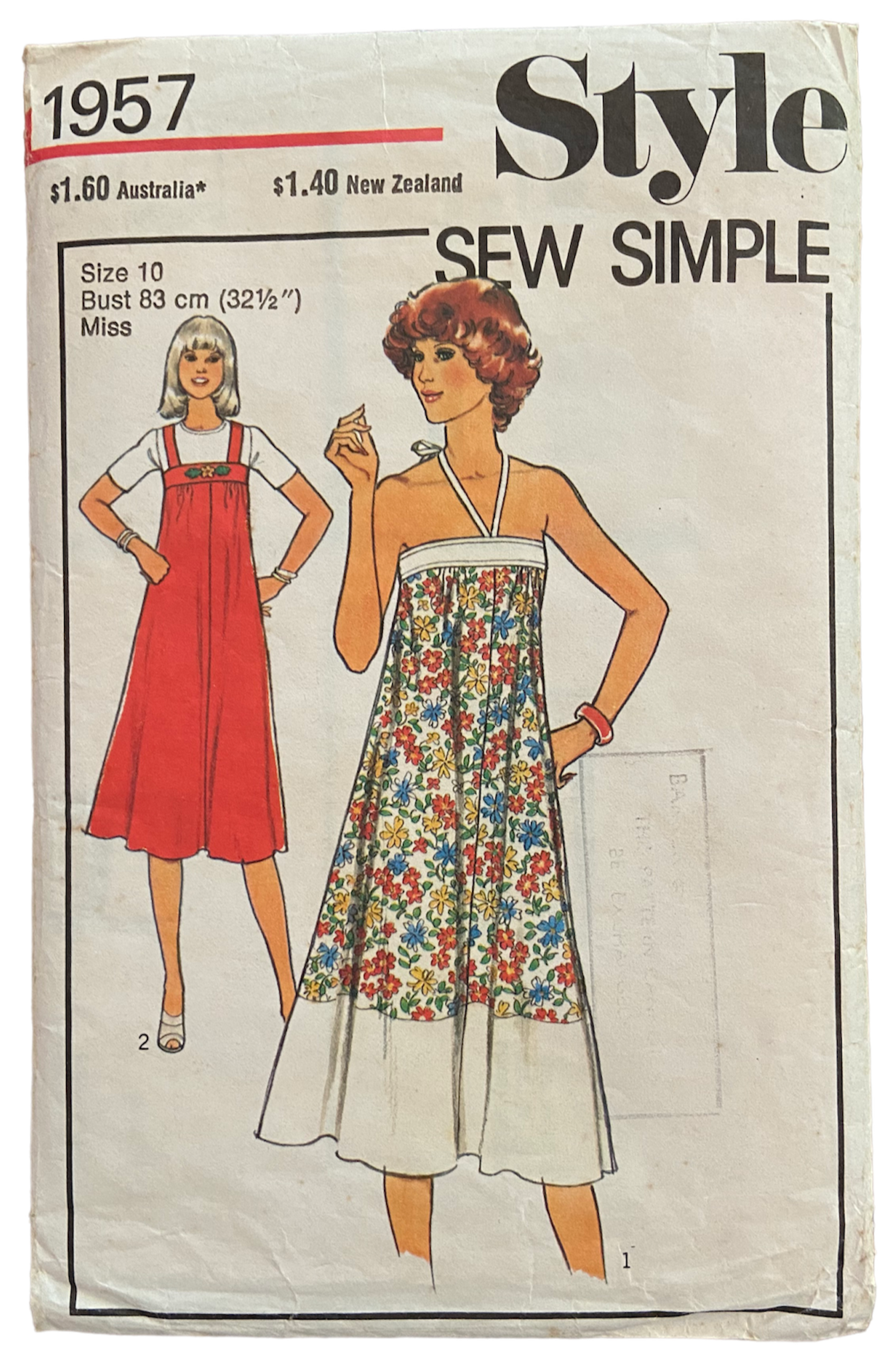Style 1957 vintage 1970s dress pattern. Bust 32.5 wounded bargain