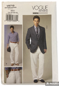 Vogue V8719 vintage 2000s men's jacket and pants pattern. Chest 34, 36, 38, 40 inches