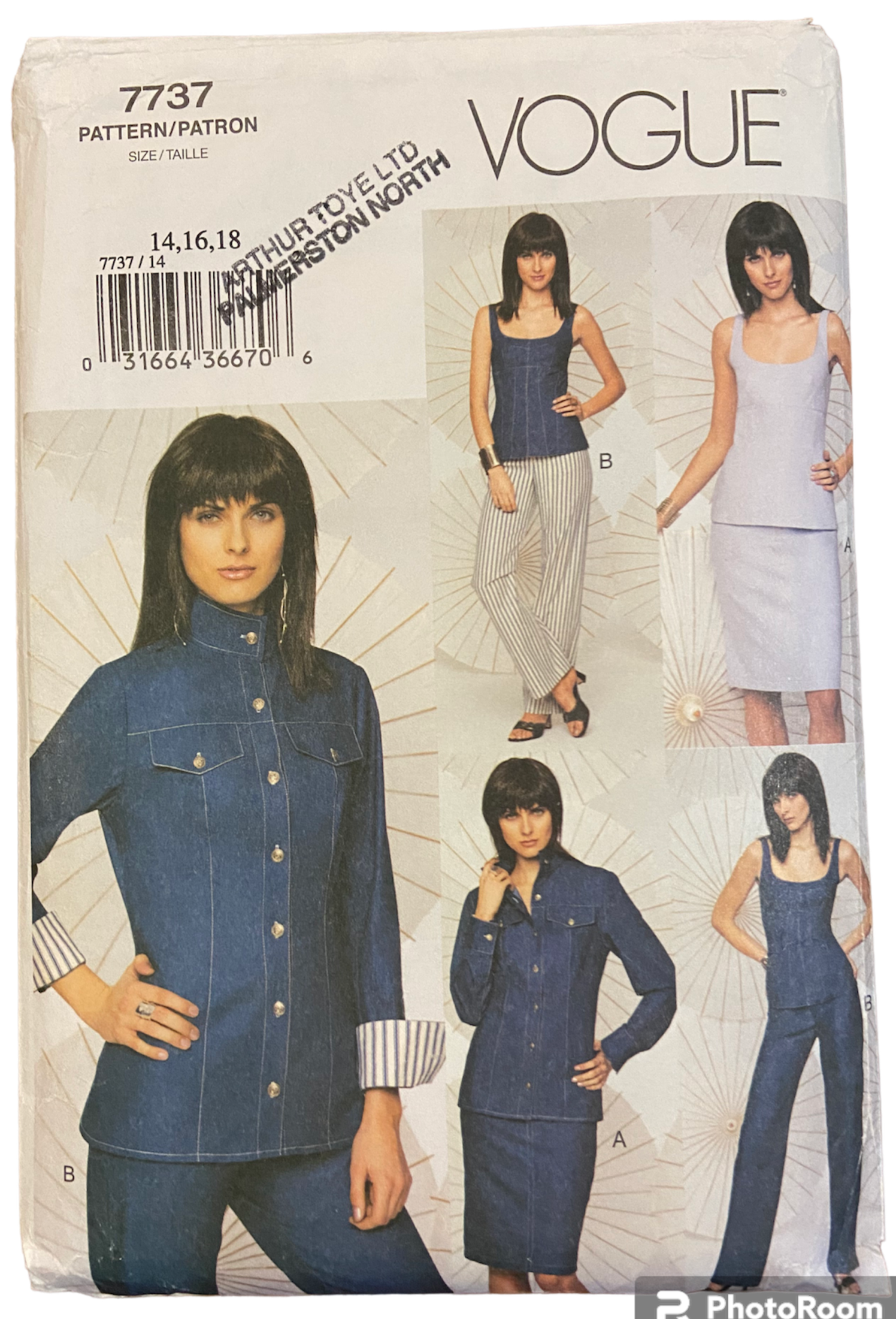 Vogue 7737 jacket, top, skirt and pants sewing pattern from the 2000s Bust 36, 38, 40 inches