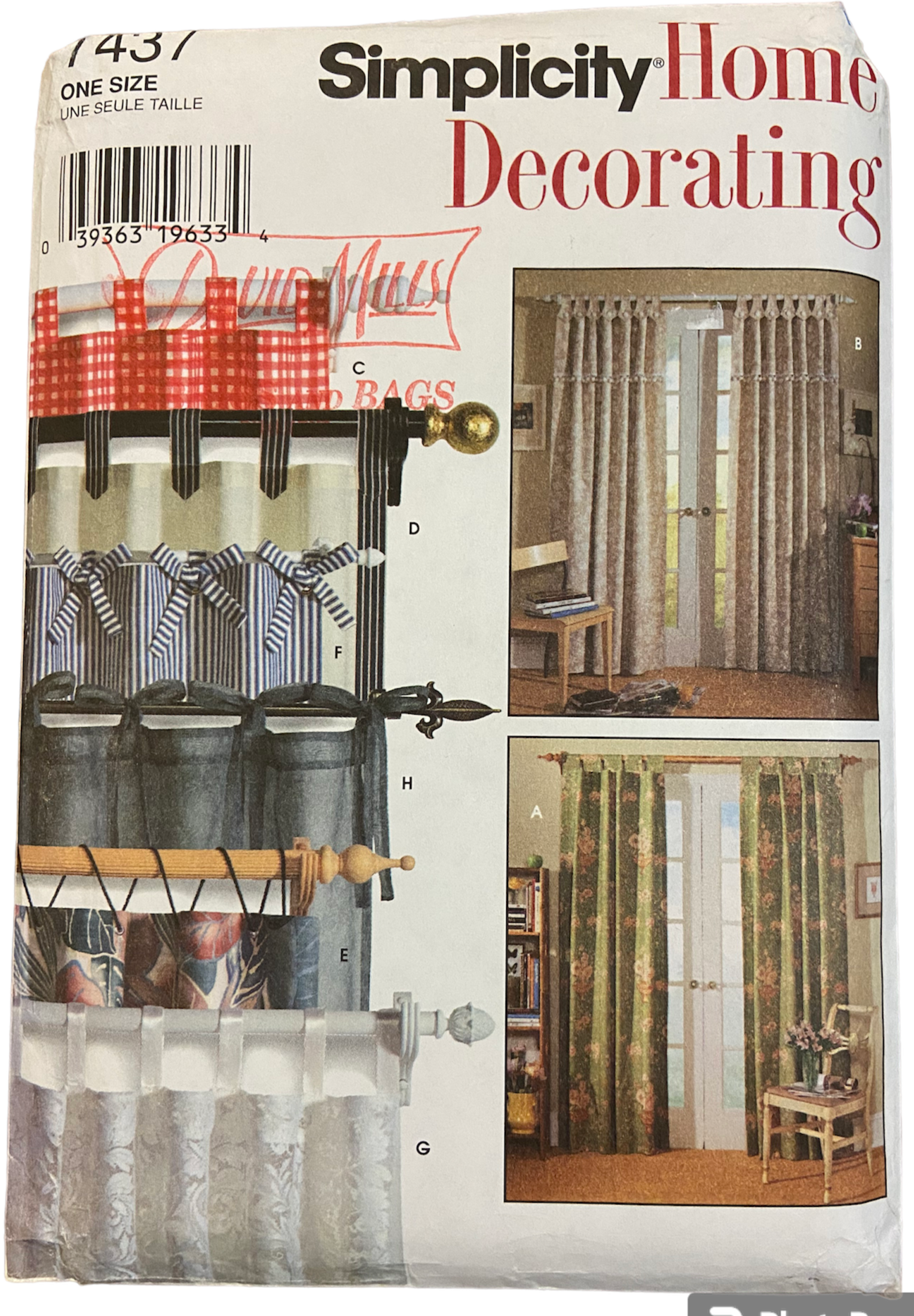 Simplicity home decorating 7437 vintage 1990s curtains sewing pattern