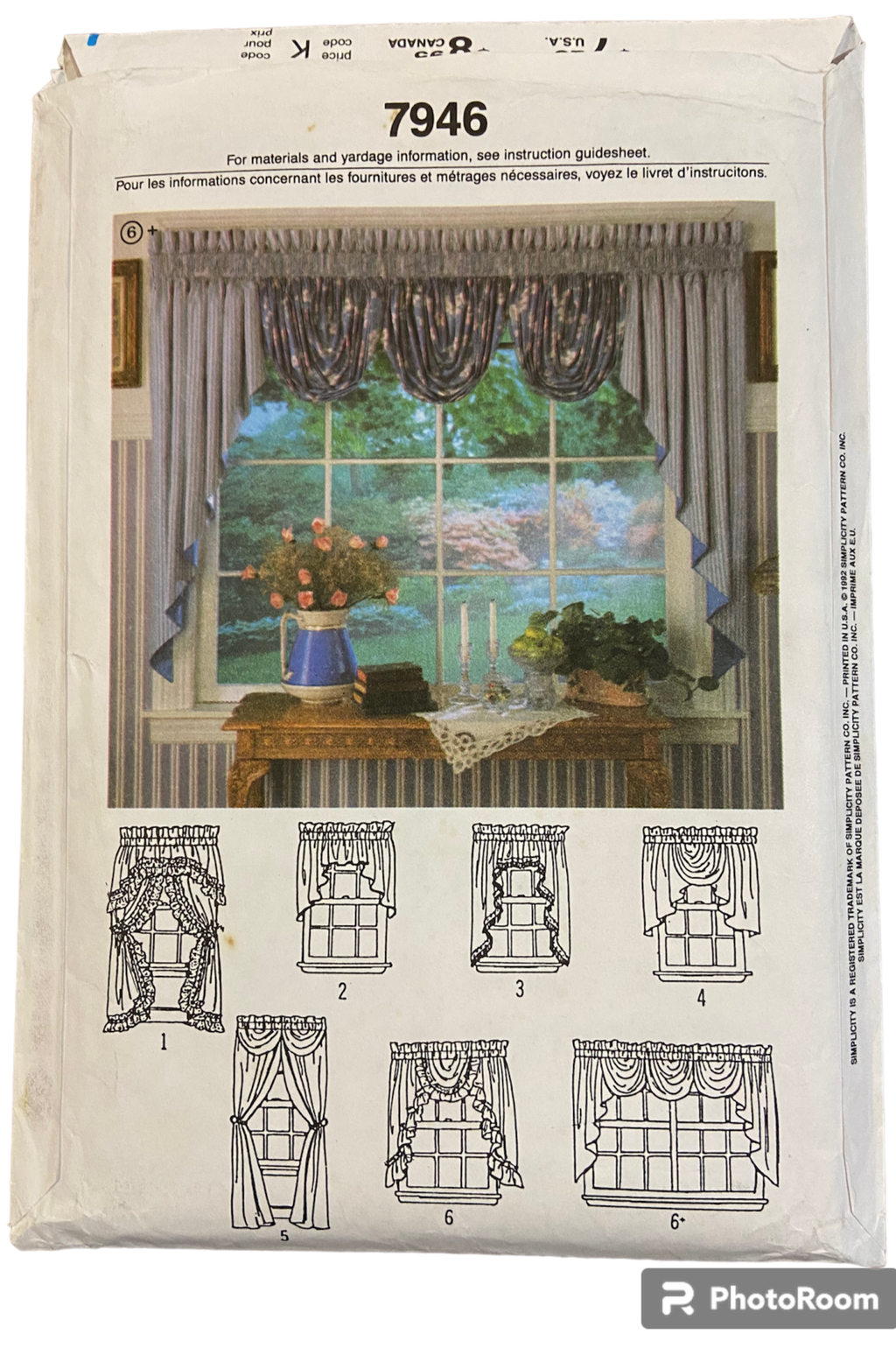 Simplicity 7946 vintage 1990s six pack of curtain patterns