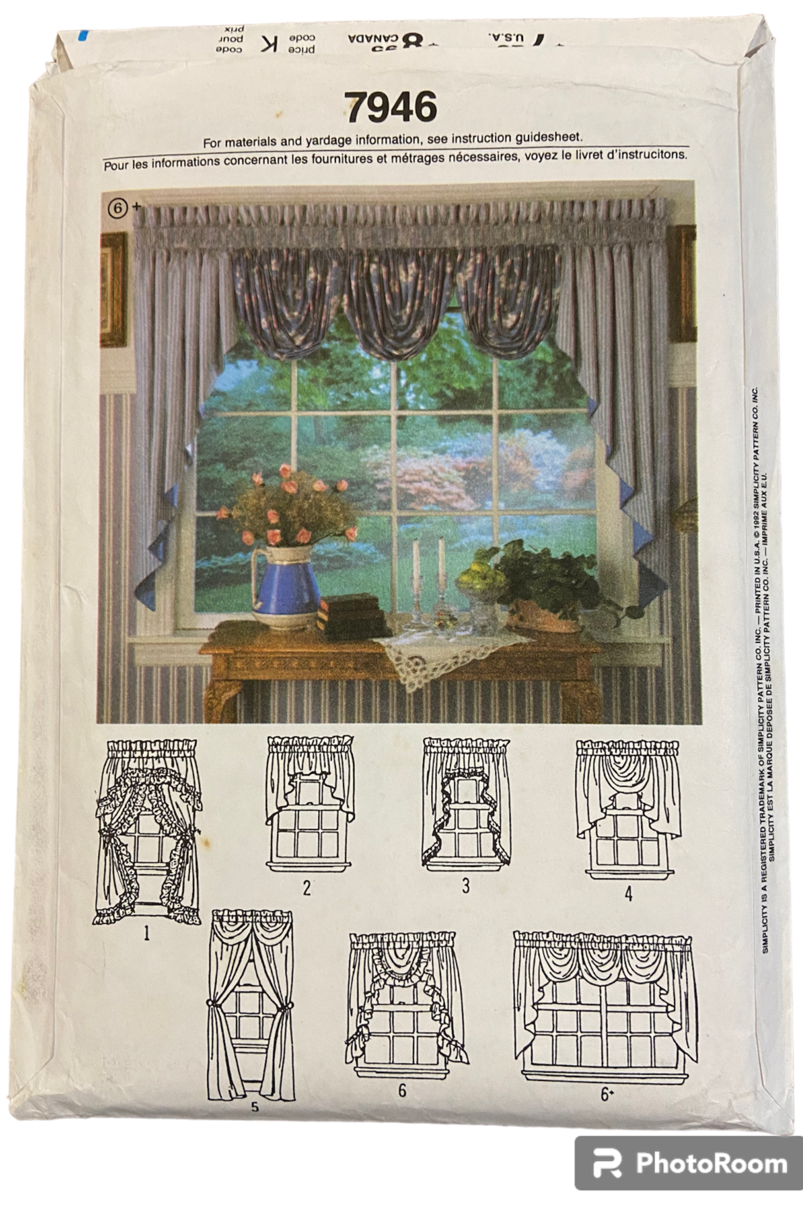 Simplicity 7946 vintage 1990s six pack of curtain patterns