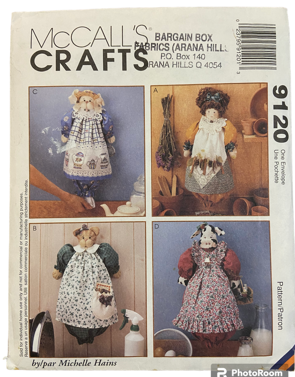 McCall's crafts 9120 vintage 1990s bag holders craft sewing pattern