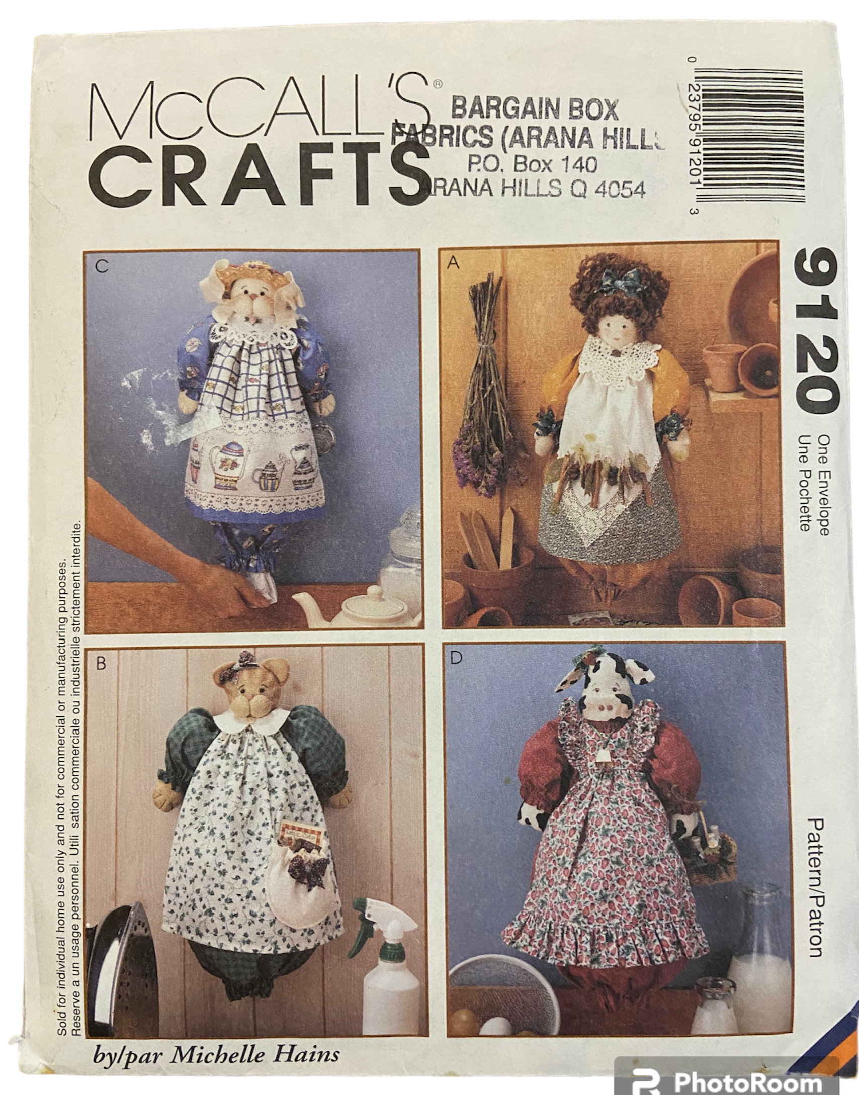 McCall's crafts 9120 vintage 1990s bag holders craft sewing pattern