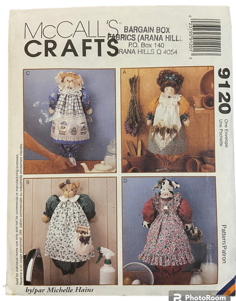 McCall's crafts 9120 vintage 1990s bag holders craft sewing pattern