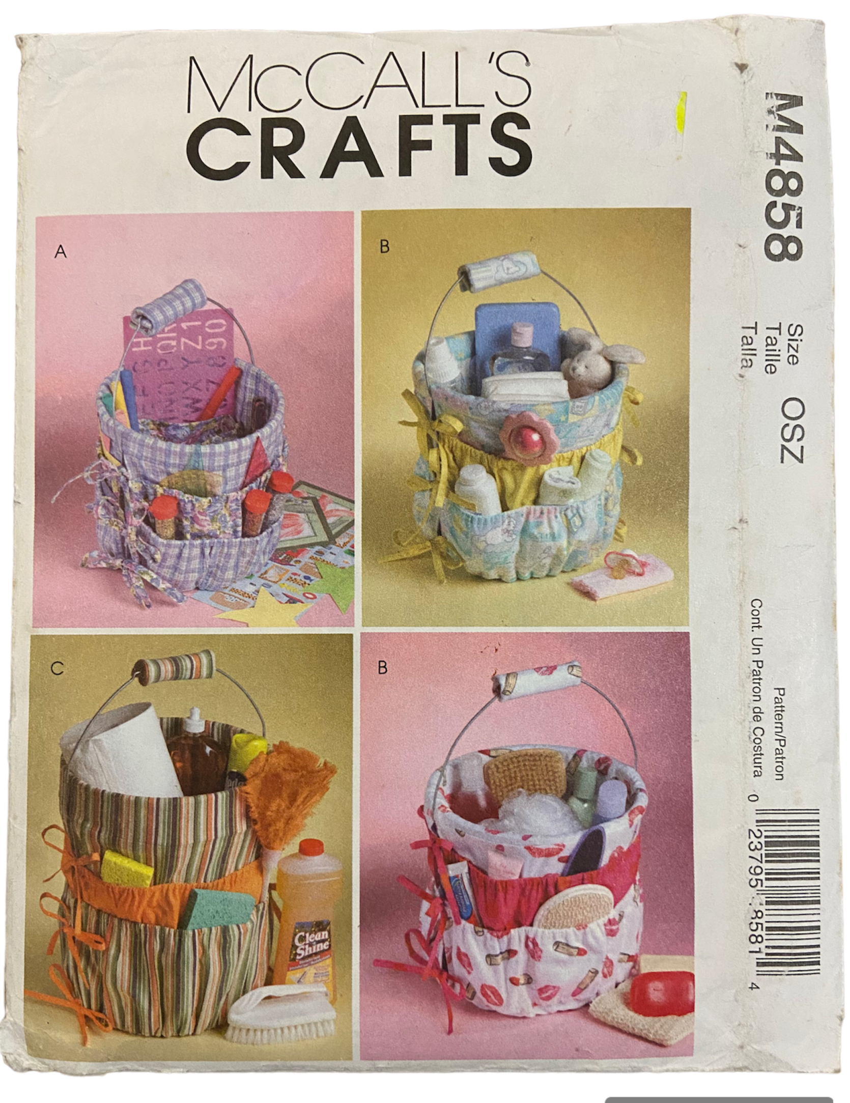 McCall's M4858 vintage from the 2000s bucket organisers craft pattern