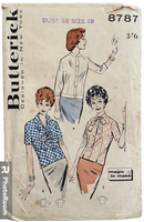 Butterick 8787 vintage 1950s blouse sewing pattern Bust 38 inches