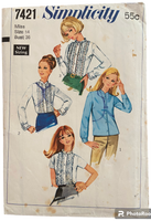 Simplicity 7421 vintage 1960s set of blouses sewing pattern. Bust 36