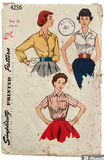 Simplicity 4256 vintage 1950s blouse sewing pattern Bust 34