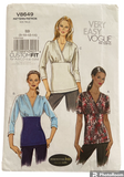 Very easy Vogue v8649 vintage 2000s tops sewing pattern. Bust 31.5, 32.5, 34, 36 inches custom fit A, B, C, D cups