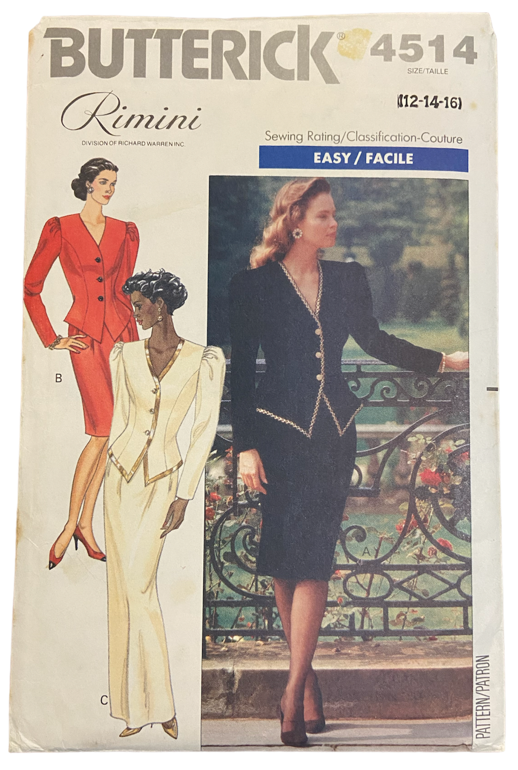 Butterick 4514 vintage 1980s top and skirt sewing pattern. Bust 34, 36, 38 inches