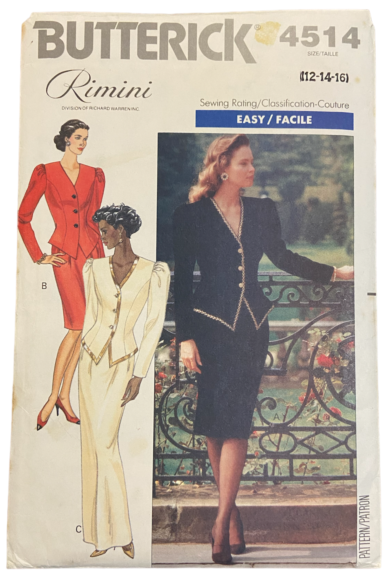 Butterick 4514 vintage 1980s top and skirt sewing pattern. Bust 34, 36, 38 inches