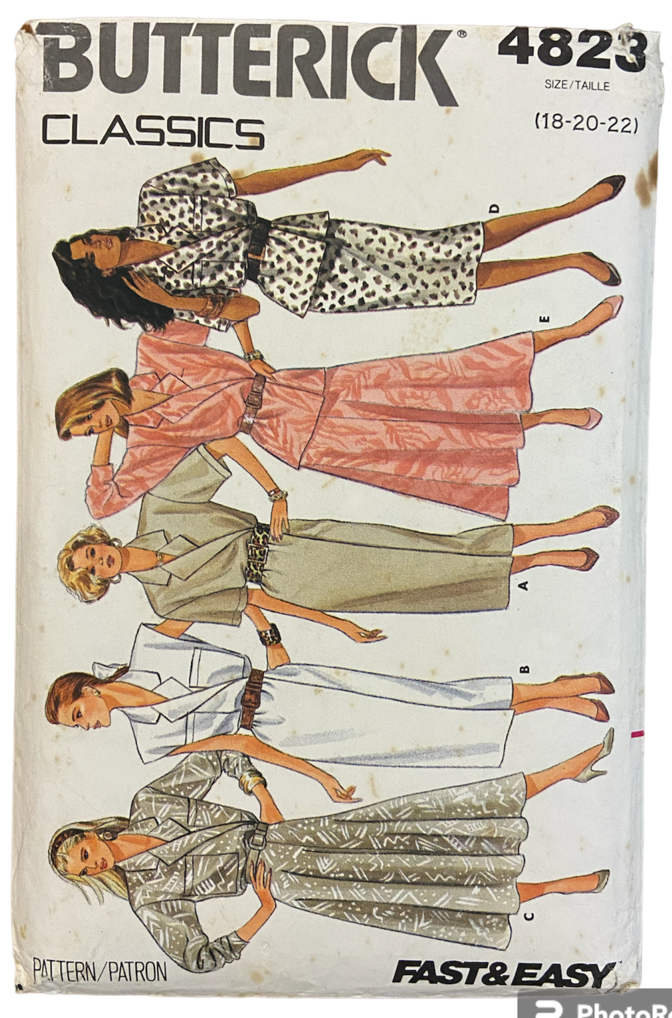 Butterick 4823 vintage 1980s dress, top and skirt sewing pattern Bust 40,42,44 inches