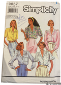 Simplicity 9857 vintage 1990s blouse sewing pattern. Bust 30.5-36 inches