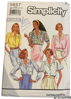 Simplicity 9857 vintage 1990s blouse sewing pattern. Bust 30.5-36 inches