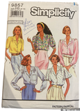 Simplicity 9857 vintage 1990s blouse sewing pattern. Bust 30.5-36 inches