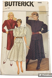 Butterick 6066 vintage 1980s dress, top and skirt sewing pattern. Bust 34 inches