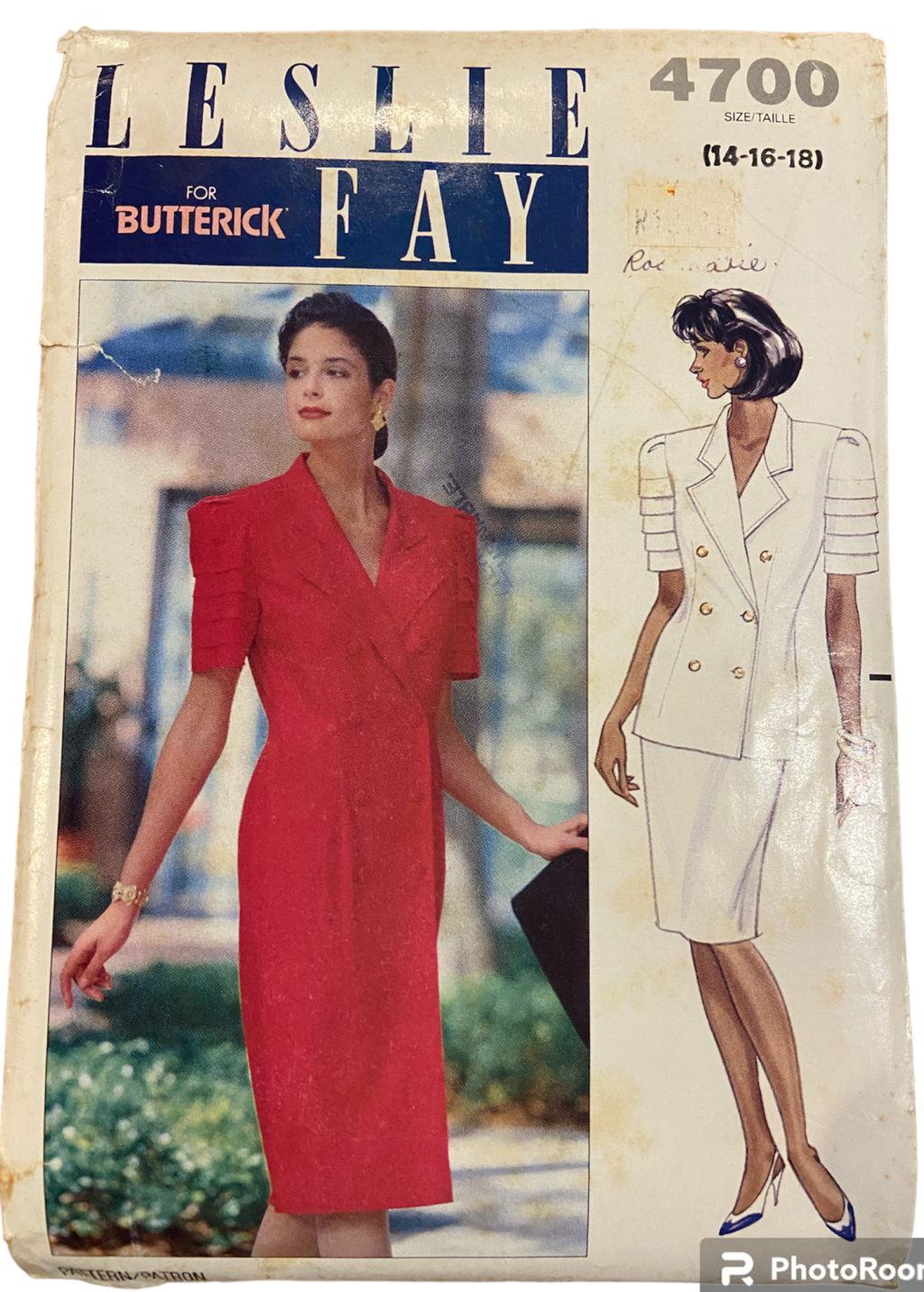 Butterick 4700 Leslie Fay vintage 1990s sewing pattern for jacket dress and skirt. Bust 36, 38, 40 inches