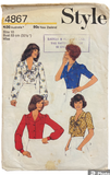 Style 4867 vintage 1970s blouse sewing pattern. Bust 32.5 inches